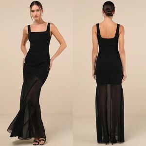 Lulus Sincerely Exemplary Black Sleeveless Trumpet Hem Maxi Dress Wedding Prom